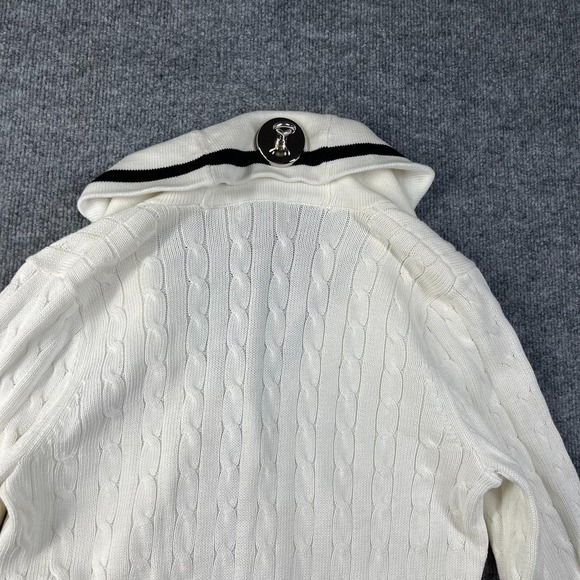 LRL Ralph Lauren Active Cable-Knit Cardigan Women's Ivory Button Sweater - XL - Picture 12 of 13